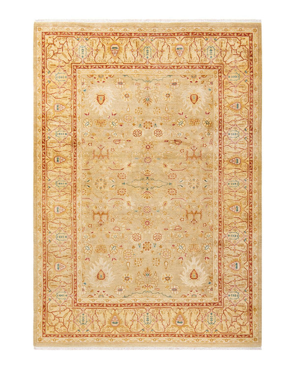 One-of-a-Kind Imported Hand-Knotted Area Rug  - Yellow, 6' 2" x 8' 9" - Modern Rug Importers