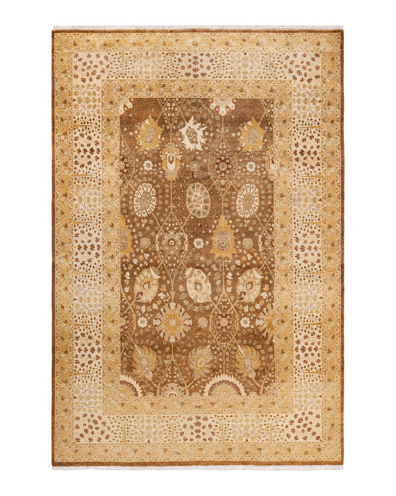 One-of-a-Kind Imported Hand-knotted Area Rug  - Yellow,  6' 2" x 9' 2" - Modern Rug Importers