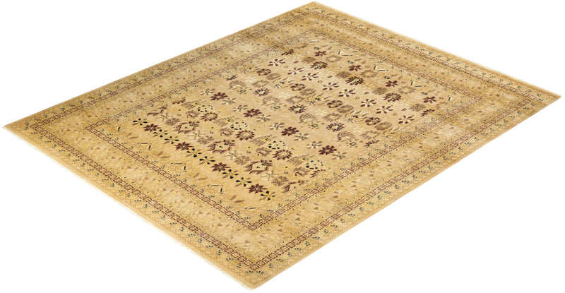 One-of-a-Kind Imported Hand-knotted Area Rug  - Yellow,  7' 10" x 9' 10" - Modern Rug Importers
