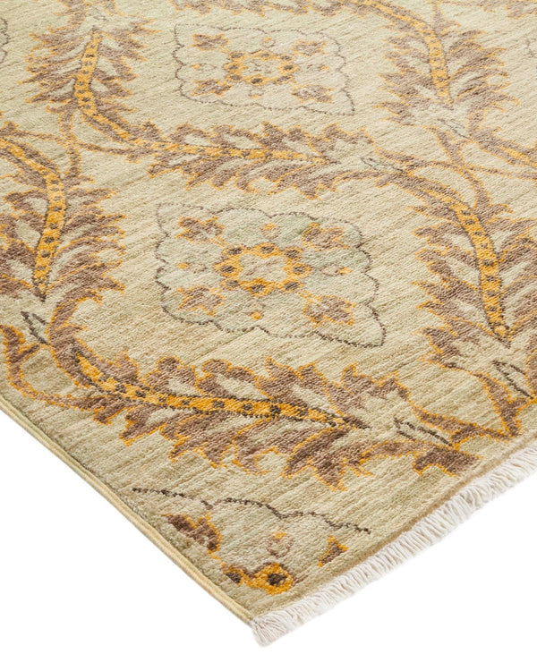 One-of-a-Kind Imported Hand-knotted Runner Rug  - Green, 3' 3" x 13' 6" - Modern Rug Importers