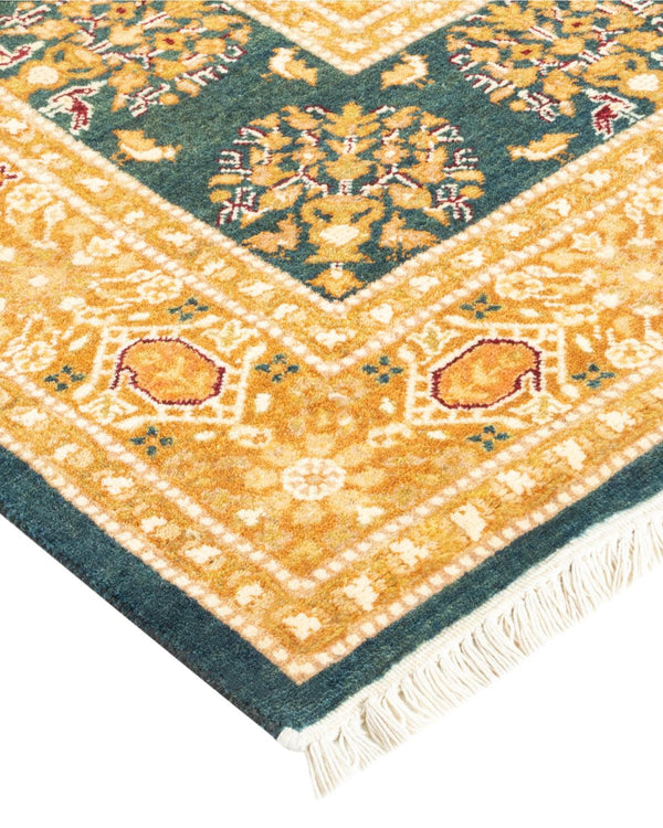 One-of-a-Kind Imported Hand-knotted Runner Rug  - Green, 6' 2" x 12' 9" - Modern Rug Importers