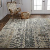 Palomar Luxe Hand Knot Area Rug, Charcoal Gray/Light Beige, 9x6in x 13x6in - Modern Rug Importers