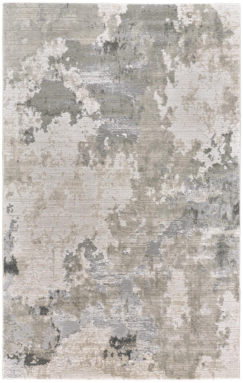 Prasad Contmporary Watercolor Rug, Ivory/Light Gray, 5ft x 8ft Area Rug - Modern Rug Importers