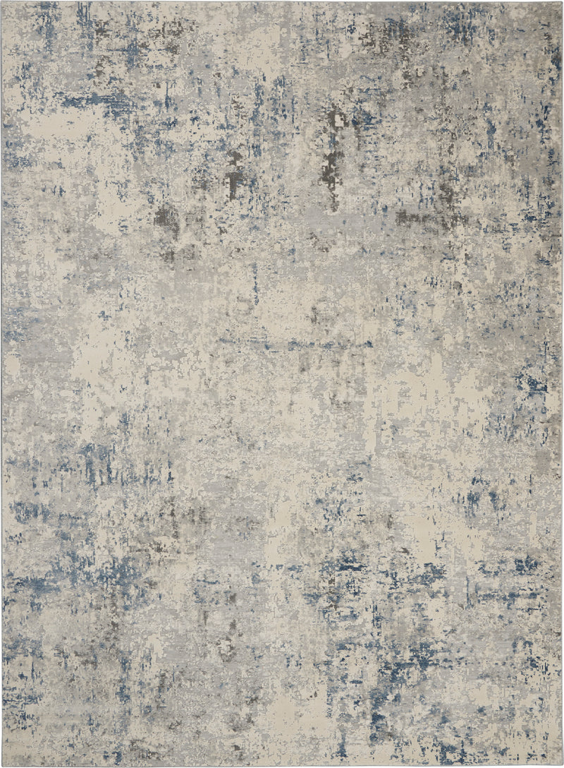 Nourison Rustic Textures RUS07 Ivory/Grey/Blue Painterly Indoor Rug