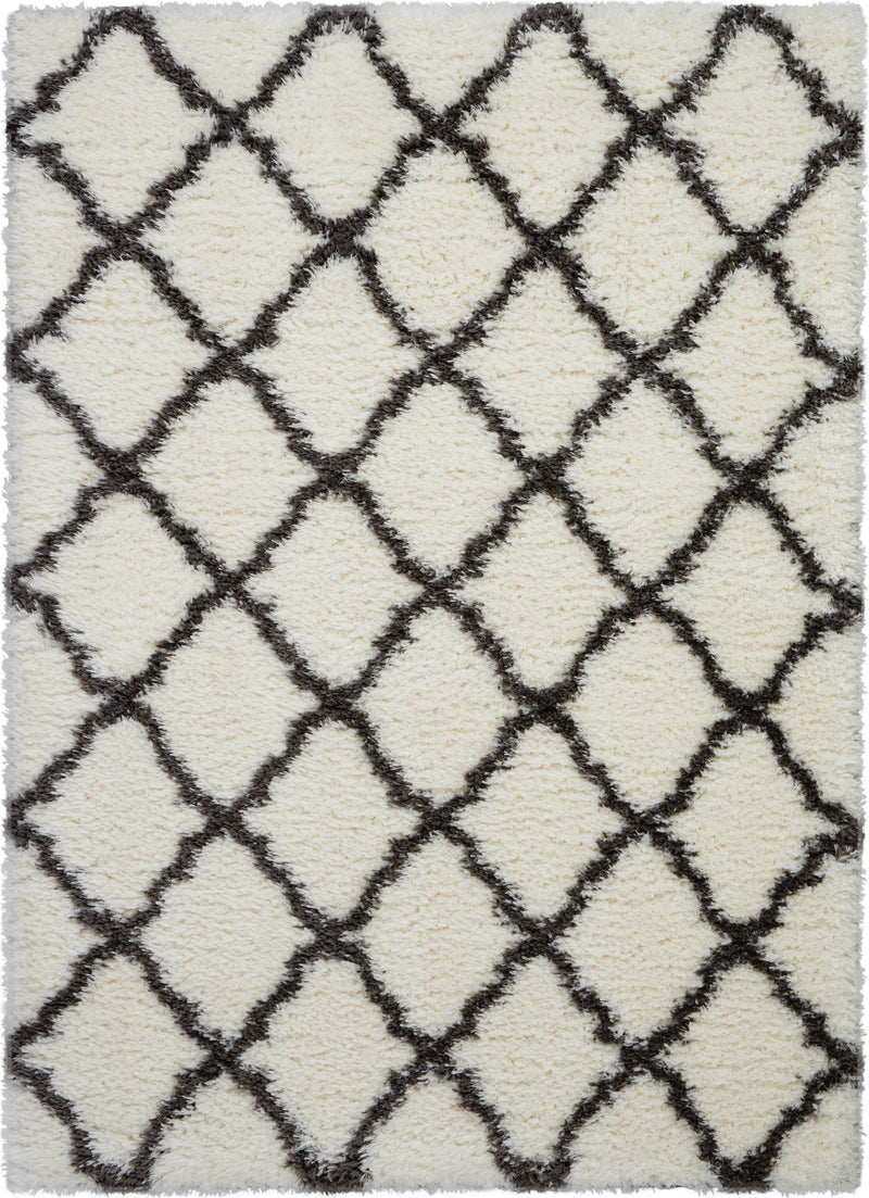 Nourison Luxe Shag LXS02 Ivory/Charcoal Shag Indoor Rug