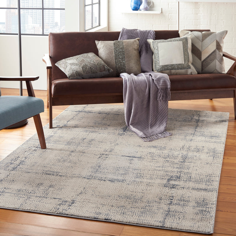 Nourison Rustic Textures RUS06 Ivory/Blue Painterly Indoor Rug